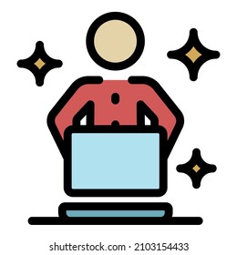 Public speaker icon. Outline public speaker vector icon color flat isolated