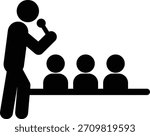 Public speaker icon, person speech and communication symbol in pictogram illustration