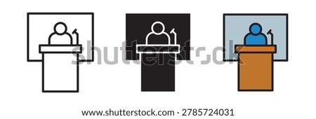 Public speaker icon representing presentations, communication skills, and motivational speaking.