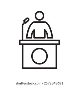 Public speaker icon Vector flat thin line illustration