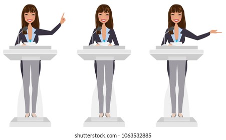 Public speaker in three different poses