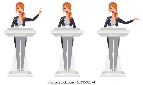 Public speaker in three different poses
