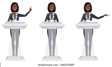 Public speaker in three different poses