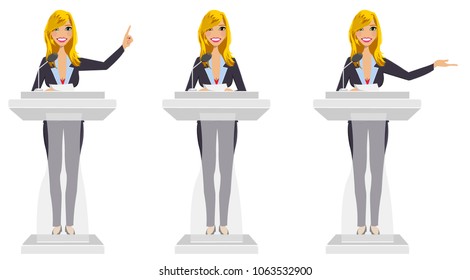 Public speaker in three different poses