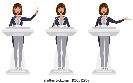 Public speaker in three different poses