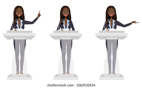Public speaker in three different poses