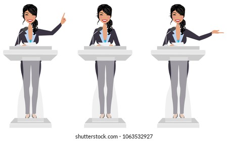Public speaker in three different poses