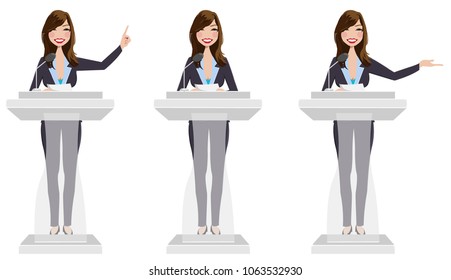 Public speaker in three different poses