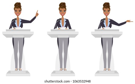 Public speaker in three different poses