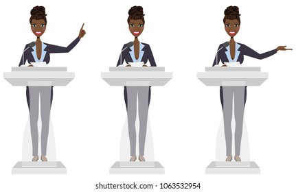 Public speaker in three different poses