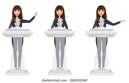 Public speaker in three different poses