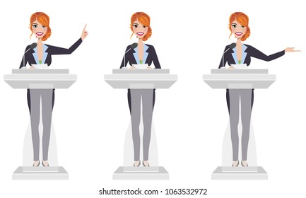 Public speaker in three different poses