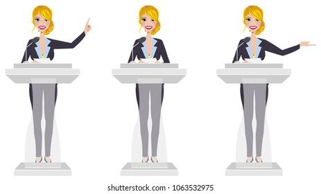 Public speaker in three different poses