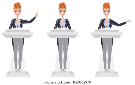 Public speaker in three different poses