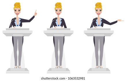 Public speaker in three different poses