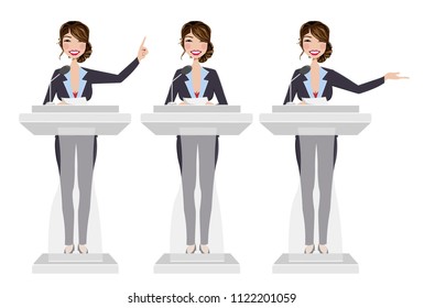 Public speaker in three different poses