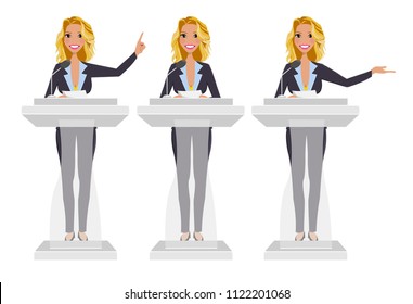 Public speaker in three different poses