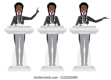Public speaker in three different poses