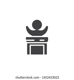 Public speaker vector icon. Human speech filled flat sign for mobile concept and web design. Man speaking from the tribune glyph icon. Symbol, logo illustration. Vector graphics