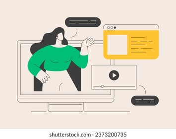 Öffentliche Referenten zeichnen sich durch ein abstraktes Konzept, Vektorgrafik aus. Website-Entwicklung, Landing Page Element, Konferenzsprecher, öffentliches Figur-Profil, Website-Menüleiste, UI abstrakte Metapher.