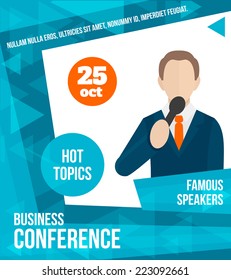 Public Speaking Business Conference Famous Speaker Person Poster Vector Illustration