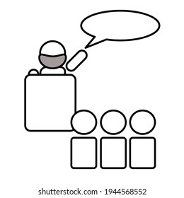 Public speaking with health protocol, vector illustration of life after new normal, warning to prevent disease transmission, can be used for logos, mascots, websites etc.