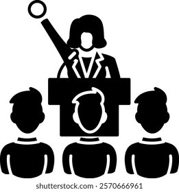 Public speaking Icon - Black Filled Style - Social Anxiety Theme