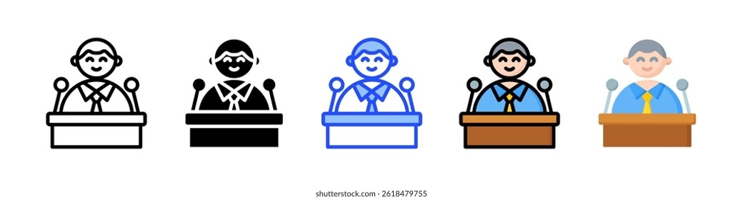 Public Speaking Icon Collection With Multiple Styles