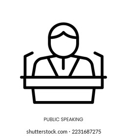 public speaking icon. Line Art Style Design Isolated On White Background