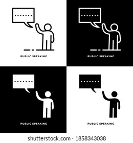 Public Speaking Icon Line and Glyph Style. Presentation and Seminar Vector Illustration. Speak and Talk Logo Symbol. Media Icon For Web and Print Template