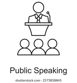 Public Speaking Icon, Mastering the Stage Tips for Confident Public Speaking, Speak with Impact: The Art of Effective Public Speaking, vector