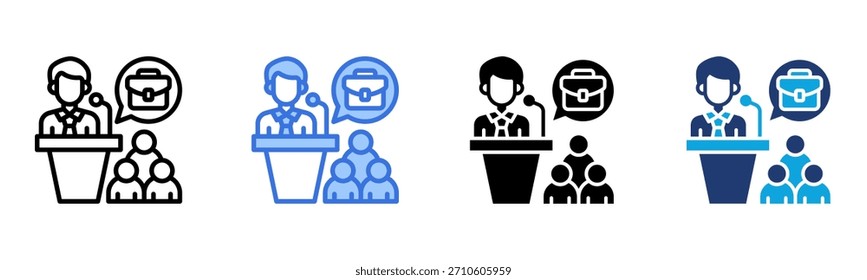 Public Speaking icon Multi Style Vector Illustration
