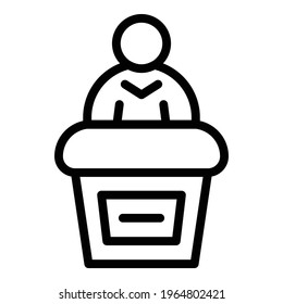Icono de habla pública. Esquema Icono de vector de habla pública para el diseño web aislado en fondo blanco