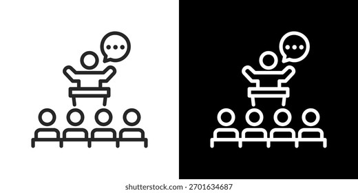 Public Speaking Icon Set. Clean Line Design With Light And Dark Versions For Versatile Use.