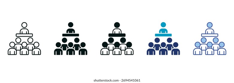 Public Speaking Icon Set Consisting of Multiple Styles Vector Illustration