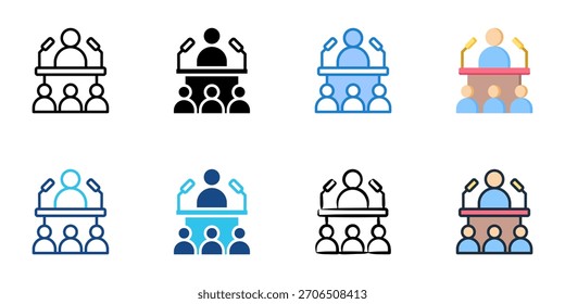 Public speaking icon set multiple style collection vector illustration 
