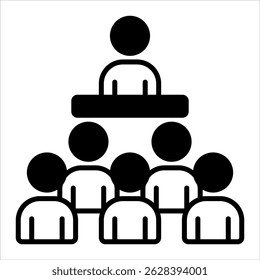 Öffentlich sprechendes Symbol. Einfache schwarze Vektorgrafik