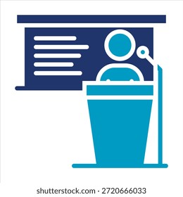 Icono de hablar en público. Ilustración de Duotono de glifo de Vector simple.