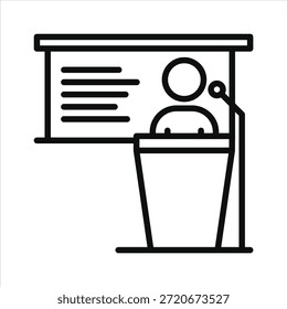 Öffentlich sprechendes Symbol. Einfache Vektorkonturgrafik.