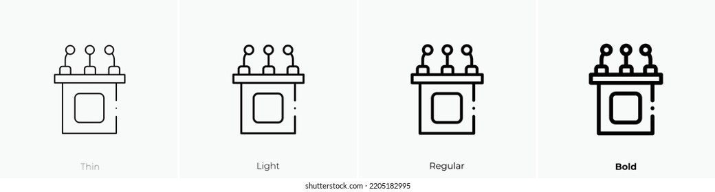 public speaking icon. Thin, Light Regular And Bold style design isolated on white background