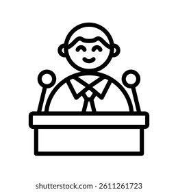 Public Speaking Line Vector Illustration On White Background.