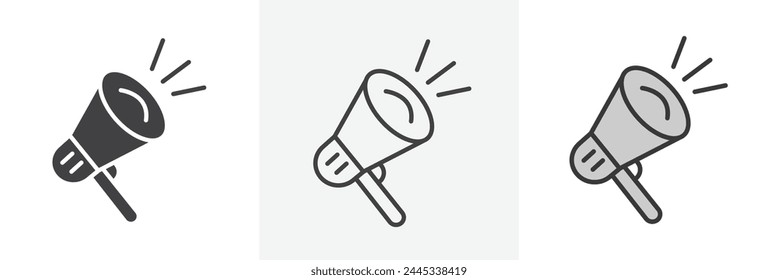 Public Speaking and Megaphone Icon Set. Announcement and Promotion Symbols.