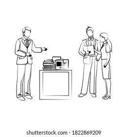Public speaking in office illustration
