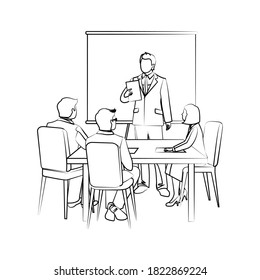 Public speaking in office illustration