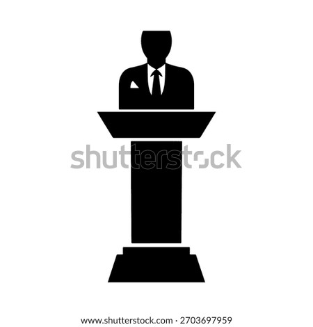 Public speaking silhouette icon vector illustration on white background