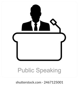 Public Speaking y concepto de icono escénico