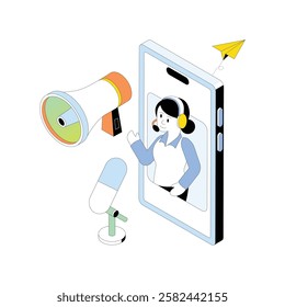 Public Speaking vector Gradient isometric Style illustration. Eps 10 File