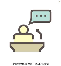 Public speaking vector icon design for business training concept design element, 48X48 pixel perfect and editable stroke.