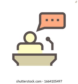 Public speaking vector icon design for business training concept design element, 48X48 pixel perfect and editable stroke.