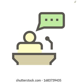 Public speaking vector icon design for business training concept design element, 48X48 pixel perfect and editable stroke.
